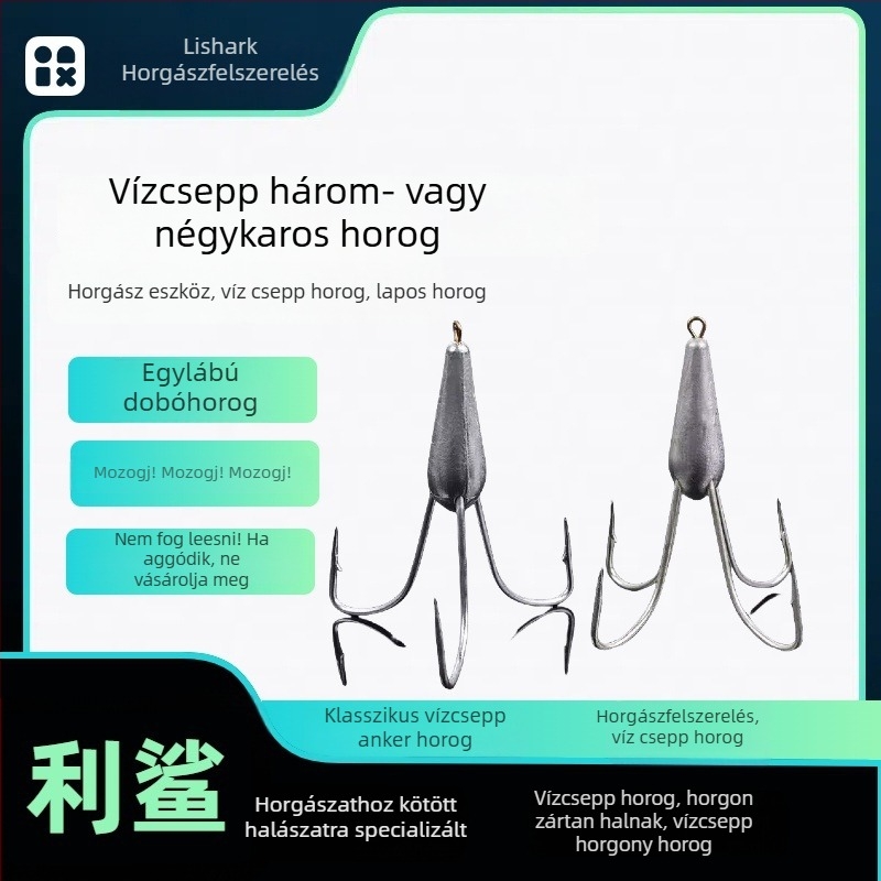 Barbás horog, vízcsepp alakú, Nr. 16, folyóhoz