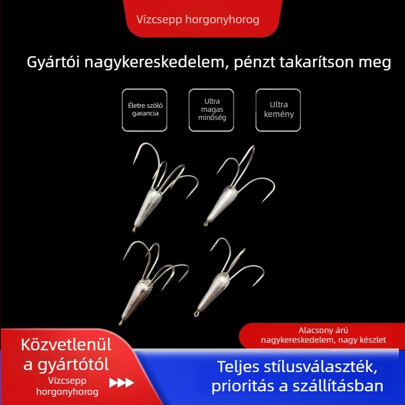 Barbás horog, vízcsepp alakú, Nr. 16, folyóhoz