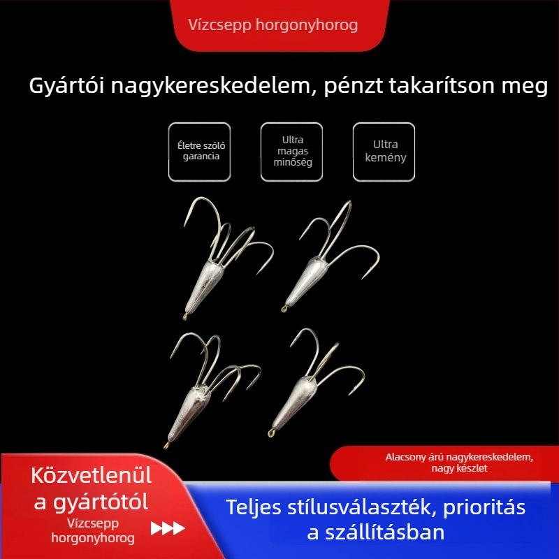 Barbás horog, vízcsepp alakú, Nr. 16, folyóhoz