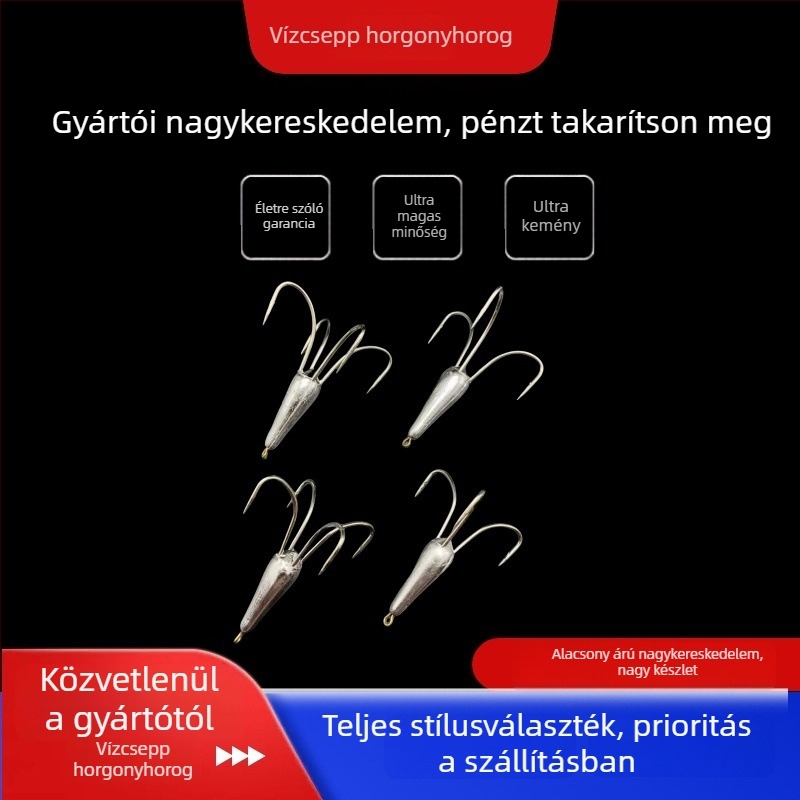 Barbás horog, vízcsepp alakú, Nr. 16, folyóhoz