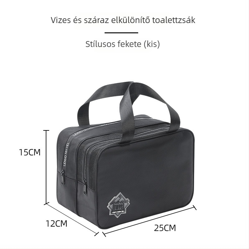 Utazási toalett táska – vízálló, nedves-száraz felosztás, bővíthető, poliészter, csíkos minta, LOHAs Travel, uniszex