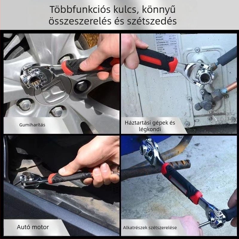 Hüvelykes kulcs – Többfunkciós autógumi javító eszköz forgófejjel, magas széntartalmú acél