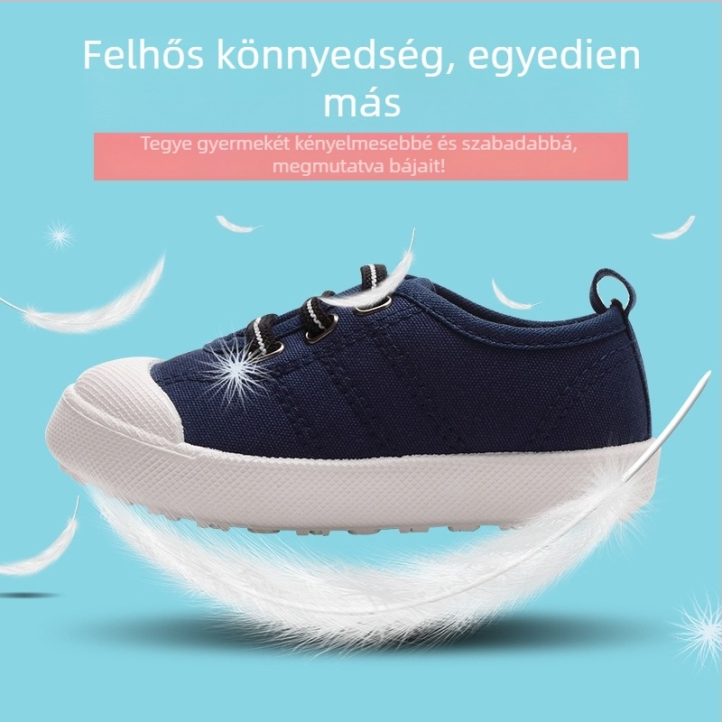 Koreai stílusú színes vászon gyerekcipő dekoratív fűzővel, uniszex, 1–7 éveseknek