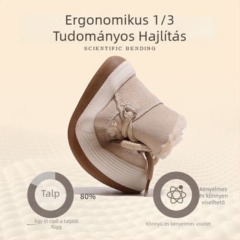 Baba téli csizma fleece bélésével, meleg és puha talppal, járást tanuló babáknak, 12–36 hónap