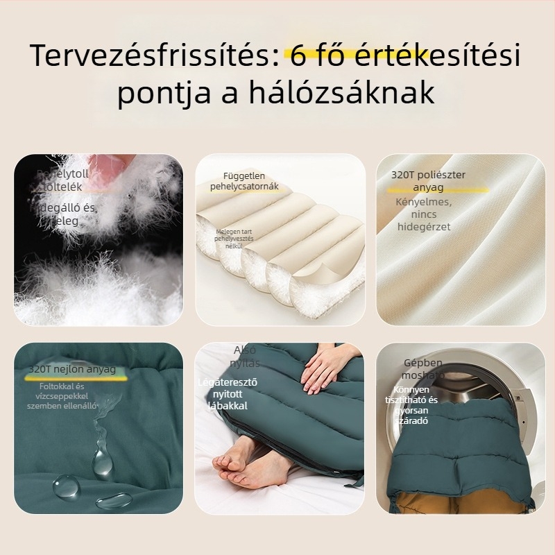 Fehér kacsa tollal töltött hálózsák felnőtteknek – kültéri kemping, ősz-tél