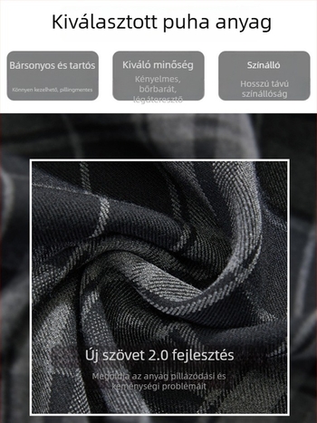 Kismama kockás, széles lábú nadrág fleece belsővel, ősz-téli viselethez, has alátámasztás, gyapjúkeverék anyag (poloszester 50–70%, pamut <30%), mikroelasztikus, padlóig érő