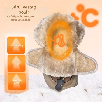 Inbemini gyerekek téli fleece-béléssel bakancs, kerek orrú, középmagas, tépőzáras, csúszásmentes puha talppal, uniszex