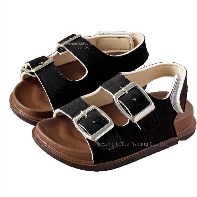 Uniszex koreai stílusú gyerek szandálok puha talppal, tépőzáras zárás, PVC talppal — mindennapi parafa-szandálok, ősz 2025