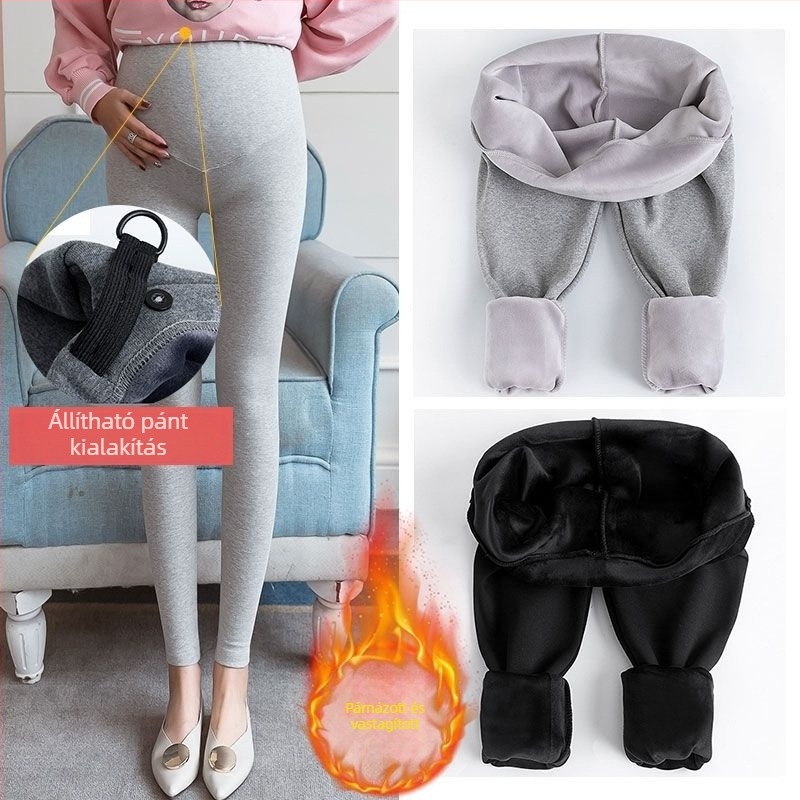 Várandós őszi-téli szett Chenille anyagú, 90–95% elasztán, hosszú ujjú, 3/4 hosszú nadrág, japán-koreai lazább stílus