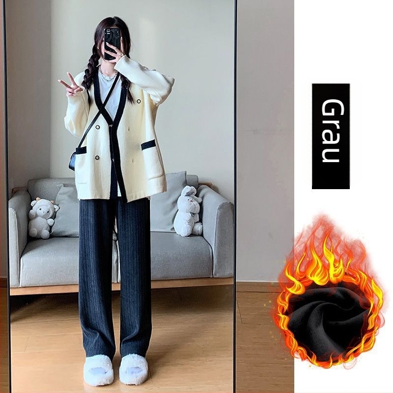 Kismama nadrág ősz-tél fleece béleléssel, meleg, has támasztó, szabad szabású, pamut-poliészter keverék