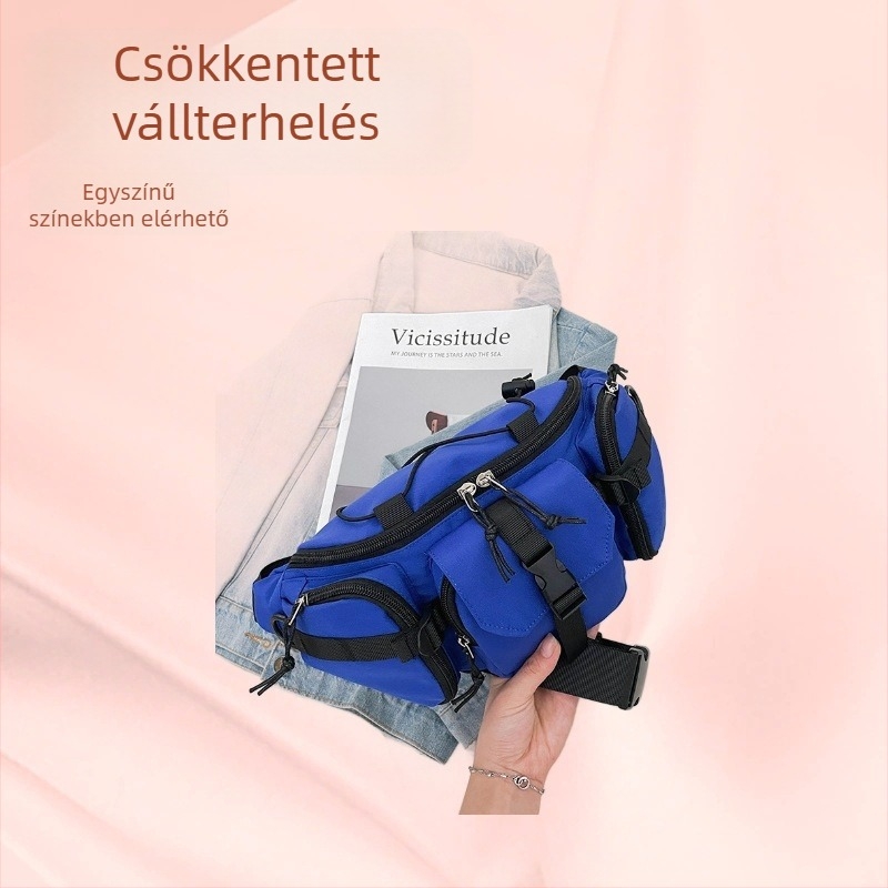 Nylonból készült crossbody táska, telefontartó zsebbel, cipzáras nyitás és egyetlen vállpánttal