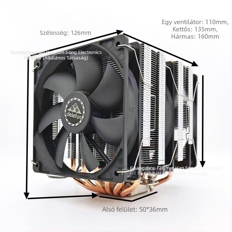 CPU hűtő, kettős torony felépítéssel, 6 hőcső, 1800 RPM, hidraulikus csapágy, 5V RGB szinkron, USB 4 interfész