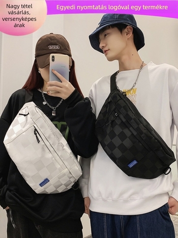 Mellkas táska városi egyszerűséggel, nylon, poliészter bélés, cipzár, telefon- és ID-kártya zsebek