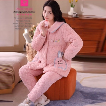 Milk Velvet pizsama kardigán stílusban, extravastag, rever nyak, hosszú ujjú, otthoni melegen és kényelmesen