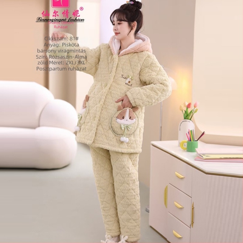 Milk Velvet pizsama kardigán stílusban, extravastag, rever nyak, hosszú ujjú, otthoni melegen és kényelmesen