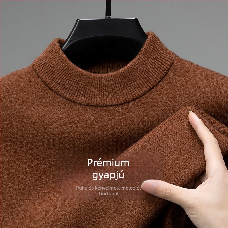 Tao mo férfi gyapjú kötött pulóver, fél magas gallér, testhezálló szabás, hosszú ujjú, finom gyapjú keverék 36–40%