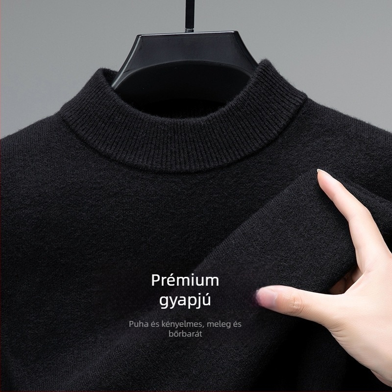 Tao mo férfi gyapjú kötött pulóver, fél magas gallér, testhezálló szabás, hosszú ujjú, finom gyapjú keverék 36–40%