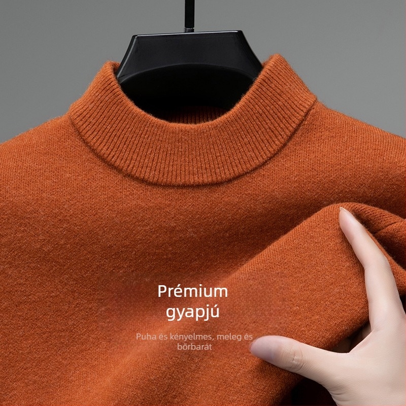 Tao mo férfi gyapjú kötött pulóver, fél magas gallér, testhezálló szabás, hosszú ujjú, finom gyapjú keverék 36–40%