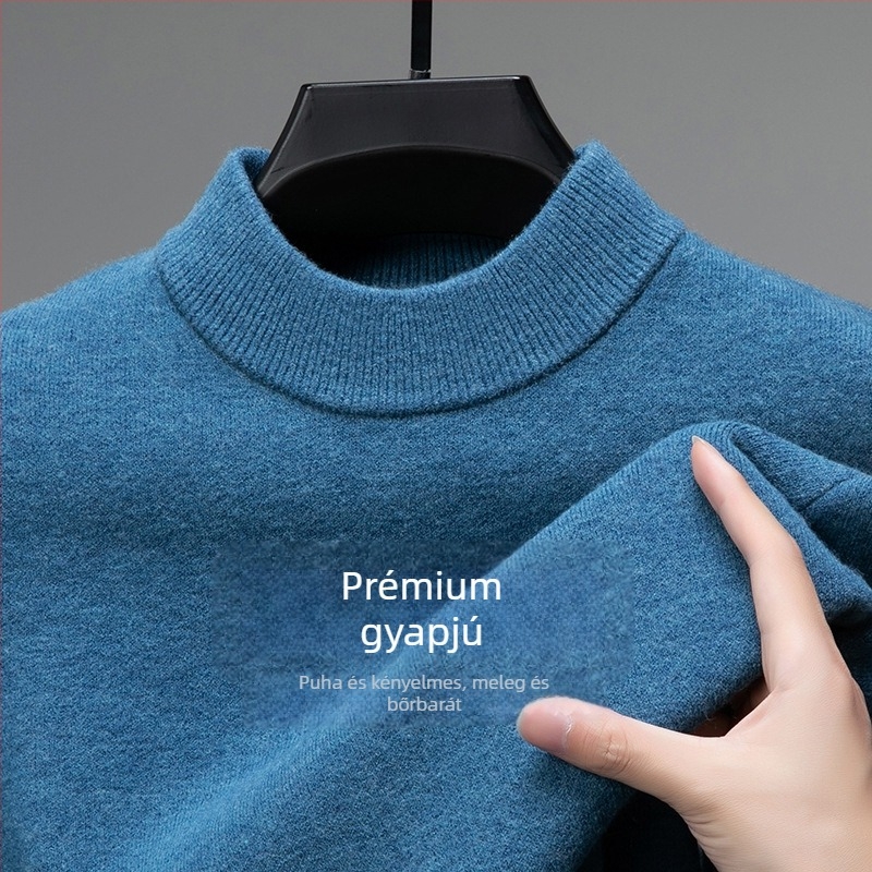 Tao mo férfi gyapjú kötött pulóver, fél magas gallér, testhezálló szabás, hosszú ujjú, finom gyapjú keverék 36–40%