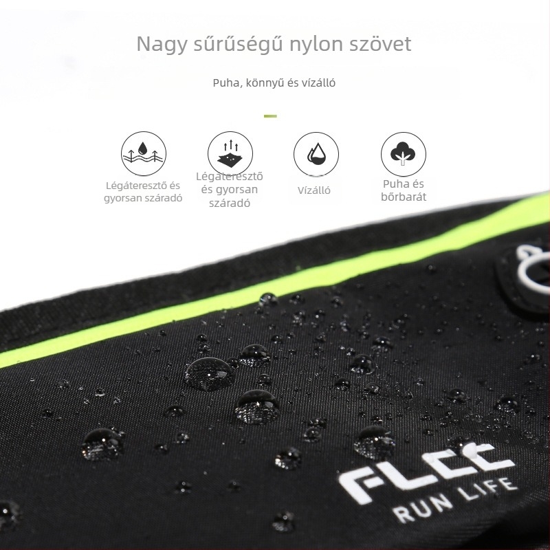 Nylon futós derékzsák, könnyű, városi egyszerű stílus, cipzáras zárás, zsebek telefonhoz és azonosítóhoz