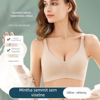 Sima szoptatós melltartó, laktációs támogatással, nejlon béléssel, vékony formázott kosarakkal, rögzített dupla vállpántok
