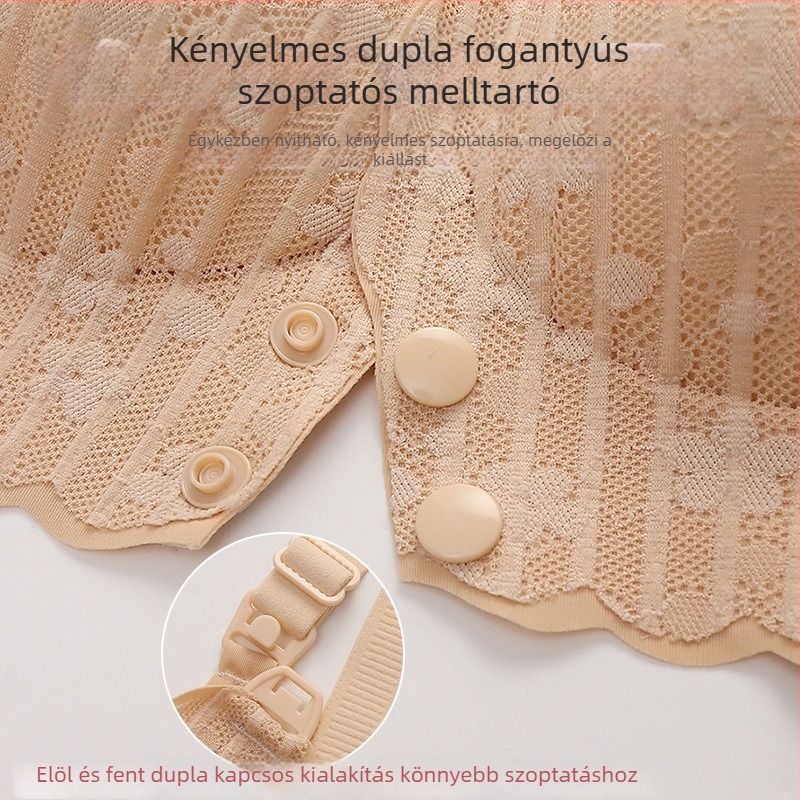 Vest-stílusú szoptatós melltartó vékony, formázott kosarakkal, rögzített dupla pántokkal, anti-sagging támogatás terhesség és szoptatás idejére