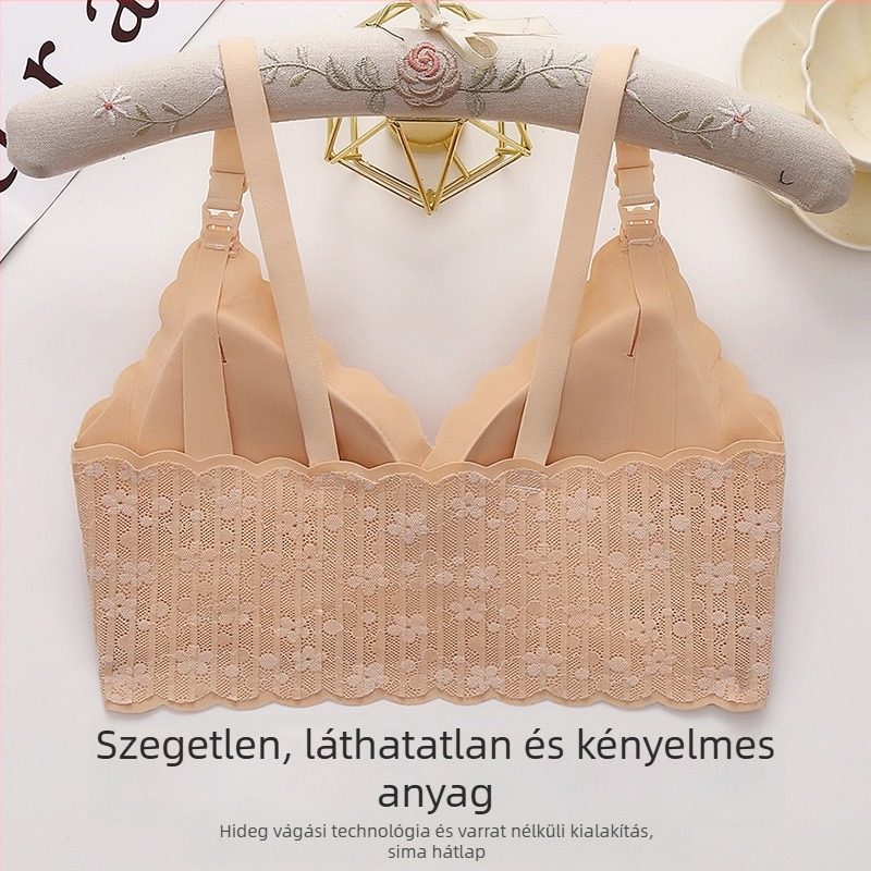 Vest-stílusú szoptatós melltartó vékony, formázott kosarakkal, rögzített dupla pántokkal, anti-sagging támogatás terhesség és szoptatás idejére