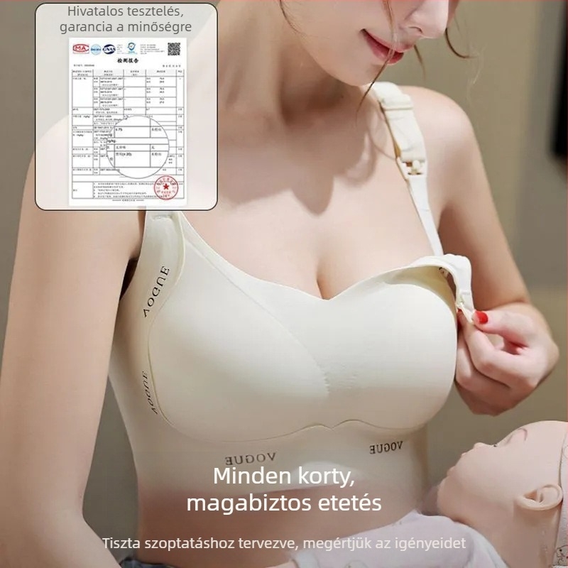 Utánszülés utáni szoptatós melltartó nylonból, pamut bélés, négy soros záródás, fix kettős pántok