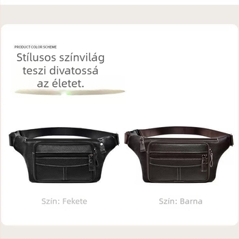 Férfi deréktárca első réteg bőrből — valódi bőr, több rekeszes, nagy kapacitású, lélegző és kopásálló