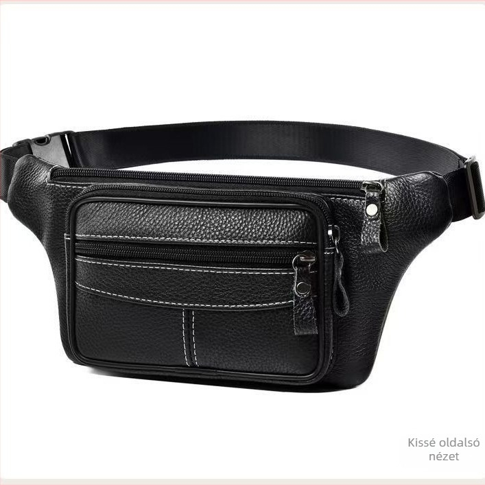 Férfi deréktárca első réteg bőrből — valódi bőr, több rekeszes, nagy kapacitású, lélegző és kopásálló
