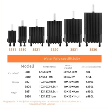 Akváriumi oxigénpumpa beépített szűrődobozzal, műanyagból, édes- és sós halakhoz