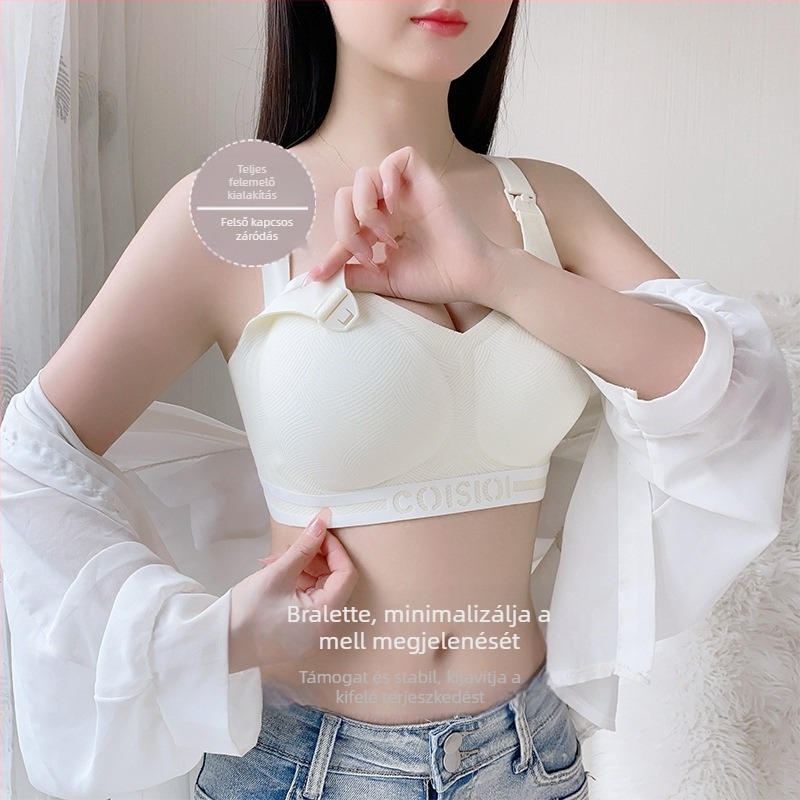 Elöl nyitható szoptatós melltartó acélgyűrűk nélkül, vékony formázott kosarak, nylon bélés 50–70%