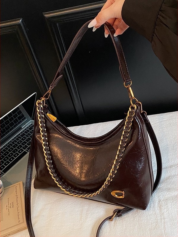 PU Crossbody táska, városi minimalist stílus (Anyaga: PU, Zárás: cipzár, Belső zseb: telefon, Pántok: dupla, Forma: vízszintes téglalap)