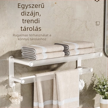 Fali törölközőtartó, fúrás nélkül, egypálcás, akril-alumínium anyagból, teherbírás 5 kg.