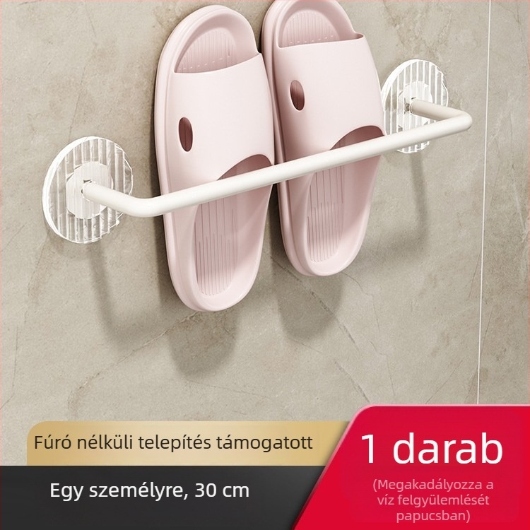 Fali törölközőtartó, fúrás nélkül, egypálcás, akril-alumínium anyagból, teherbírás 5 kg.