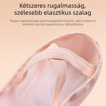 Gyerekeknek szóló tánccipő – vászon felsőrész, bőr talp, balett, modern tánc és négyzetes tánc