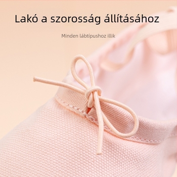 Gyerekeknek szóló tánccipő – vászon felsőrész, bőr talp, balett, modern tánc és négyzetes tánc