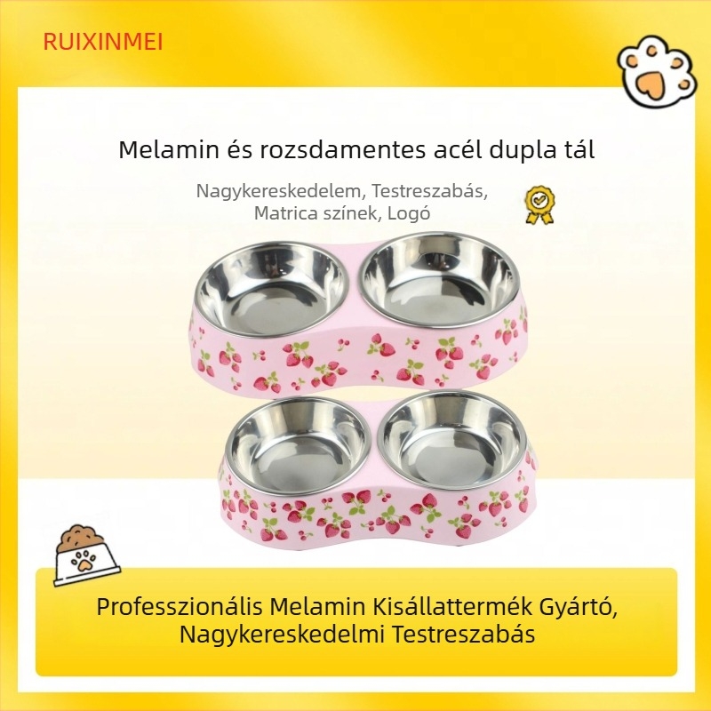 Melaminból készült kettős tálak kisállatok számára, élelmiszerbiztonsági minőségű