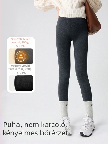 Kismama harisnya fleece béléssel, téli meleg, karcsú szabás, középső derekú, viszkóz-poliészter anyag