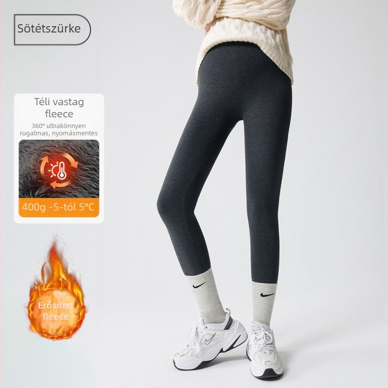 Kismama harisnya fleece béléssel, téli meleg, karcsú szabás, középső derekú, viszkóz-poliészter anyag