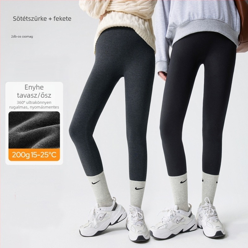 Kismama harisnya fleece béléssel, téli meleg, karcsú szabás, középső derekú, viszkóz-poliészter anyag