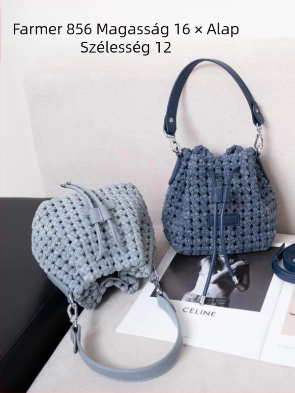 Bucket táska denimből super rosttal, kézzel kötve, városi egyszerűség, őszi 2024, Zhuo Kai Leather Goods
