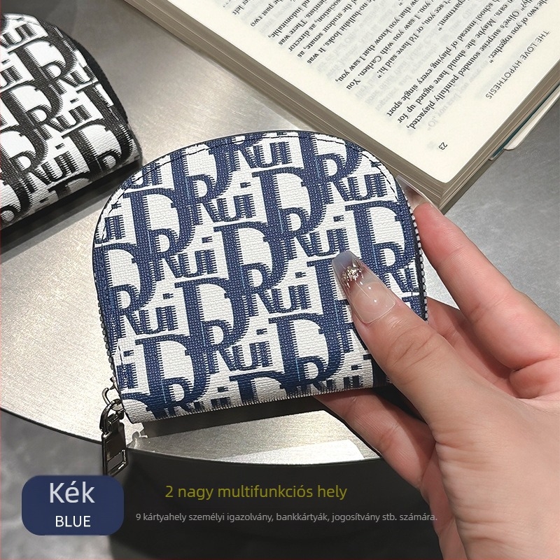 Női aprópénztárca cipzárral, kártyatartóval, plaid PU bőr, ultrakönnyű, vízálló