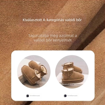 Gyermekeknek készült valódi bőrből készült hócsizma, 2025 téli új modell, bélelt rövidBakancs lányoknak és fiúknak, meleg babacipő.