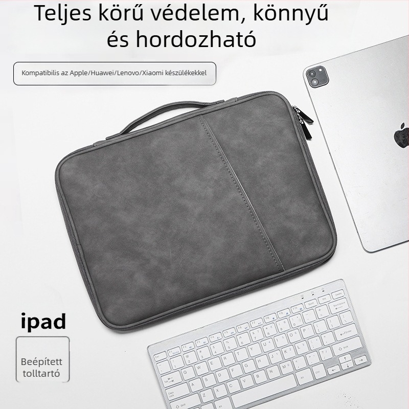 iPad/tabletáska fogantyúval, védőtok és belső bélés, 11–13 hüvelykes tabletákhoz (iPad/Huawei)