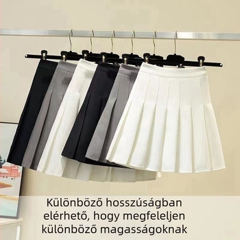 Egyszínű plisírozott A-vonalú rövid szoknya poliészterből