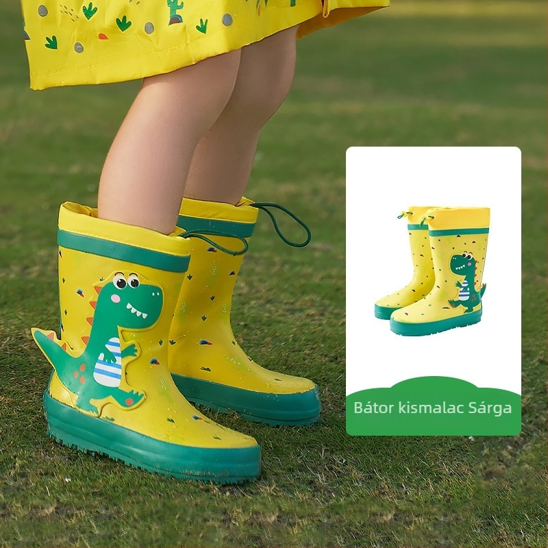 Gyermek esőcsizmák - Kocotree, rajzfilm dinoszaurusz unikornis mintával, lapos sarok, négy évszak, 4-12 éveseknek