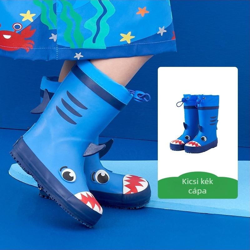 Gyermek esőcsizmák - Kocotree, rajzfilm dinoszaurusz unikornis mintával, lapos sarok, négy évszak, 4-12 éveseknek