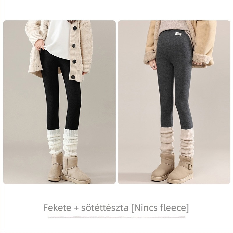 Anyasági nadrág fleece-béléssel, has támasz, magas derék, hosszú, poliészter anyag