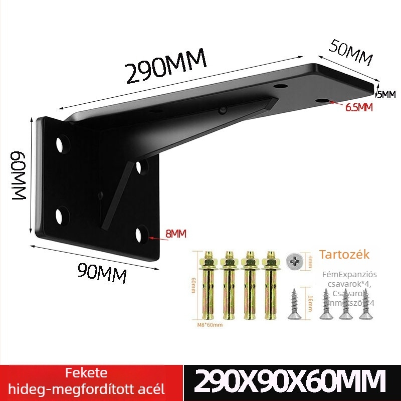 Fali polctartó, háromszög alakú állvány láthatatlan rövid alap, teherbíró polcok és szekrények támogatása, modern-minimalista stílus, modell c256222, hidegen hengerelt acél